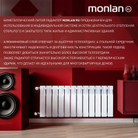 Радиатор Monlan RU 350/80 12 секций боковое подключение биметалл белый