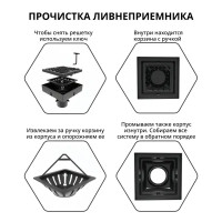 Ливнеприемник с решеткой Gidrolica 6012 250x250x200 мм цвет черный