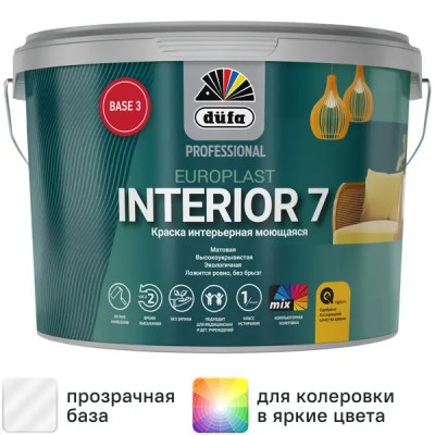Краска для стен и потолков Dufa Professional Europlast Interior 7 матовая цвет прозрачный база 3 база 2.5 л