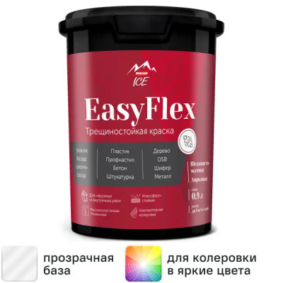 Краска фасадная трещиностойкая Parade EasyFlex матовая прозрачная база С 0.9 л