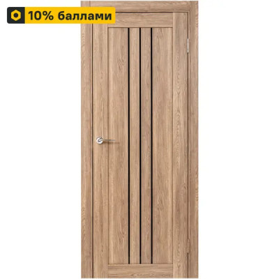 Дверь межкомнатная остекленная замком и петлями в комплекте Бергамо 70x200 см ПВХ цвет дуб европейский