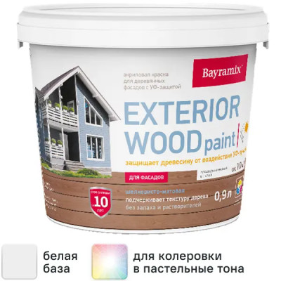 Краска для деревянных фасадов Bayramix Exterior Wood матовая цвет белый 0.9 л