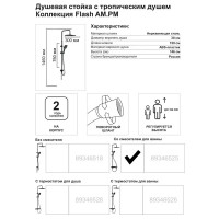 Душевая система AM.PM Flash F079SQ722 со смесителем 3 режима цвет черный матовый