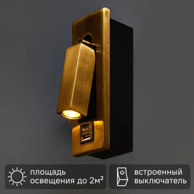 Настенный светильник светодиодный Freya Shon FR5347WL-L3BR 3 Вт USB цвет бронза