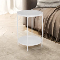 Столик кофейный Walle с двумя подносами круглый 38x38x52 см белый