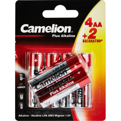 Батарейка алкалиновая Camelion Plus Alkaline 4+2LR03-BP AA 6 шт.