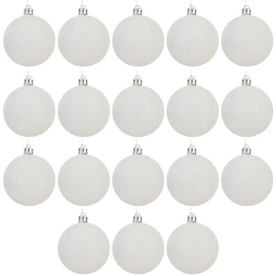Набор елочных шаров ø6 см пластик белый 18 шт.