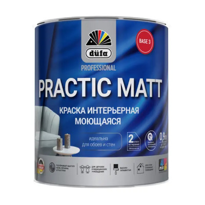 Краска для стен и потолков Dufa Prof Practic Matt матовая цвет прозрачный база Б3 0.9 л