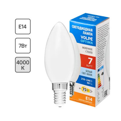 Лампа светодиодная Volpe LEDF E14 220-240 В 7 Вт свеча матовая 750 лм нейтральный белый свет