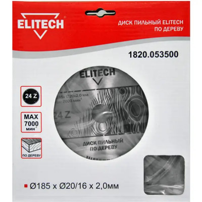 Диск пильный по дереву Elitech 1820.053500 24Т 185x30x2.7 мм