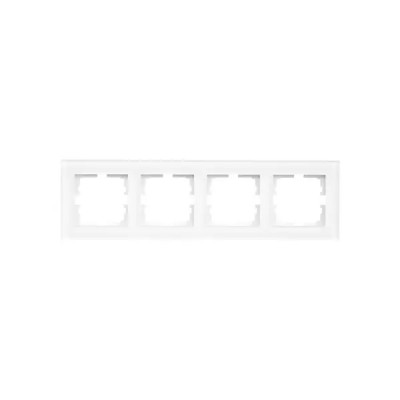 Рамка для розеток и выключателей Lezard Vesna 4 поста горизонтальная цвет белый матовый