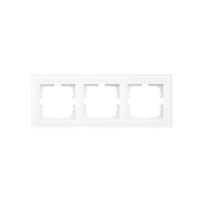 Рамка для розеток и выключателей Lezard Vesna 3 поста горизонтальная цвет белый матовый