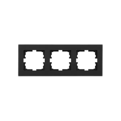 Рамка для розеток и выключателей Lezard Vesna 3 поста горизонтальная цвет черный матовый