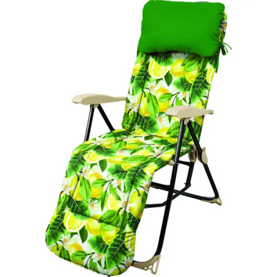 Кресло-шезлонг HHK5/L 82x58.5x117 см металл/ПВХ зеленый/желтый с принтом