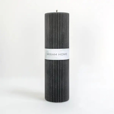 Свеча столбик Ribbed 6 4027777-20 черная 20 см