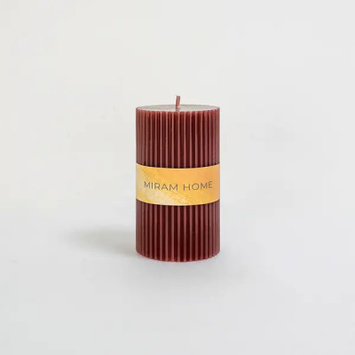 Свеча столбик Ribbed 6 4027746-10 коричневая 10 см