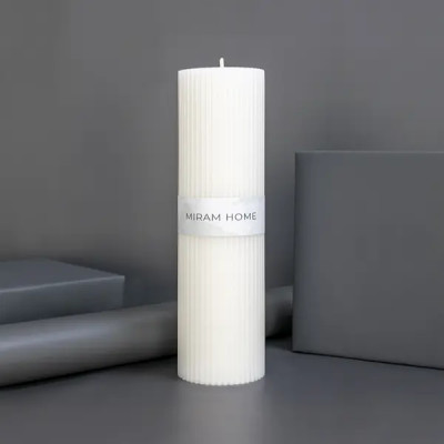 Свеча столбик Ribbed 6 4027761-20 белая 20 см
