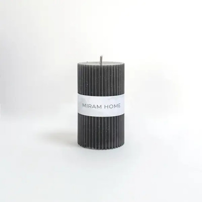 Свеча столбик Ribbed 6 4027777-10 черная 10 см