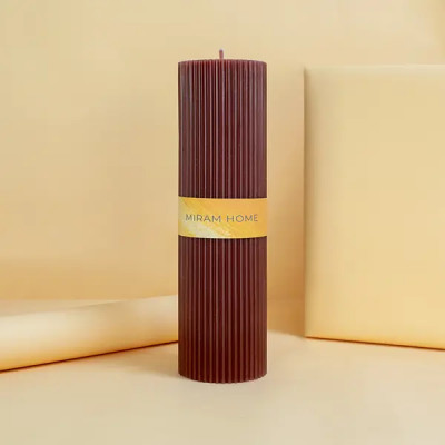 Свеча столбик Ribbed 6 4027746-20 коричневая 20 см