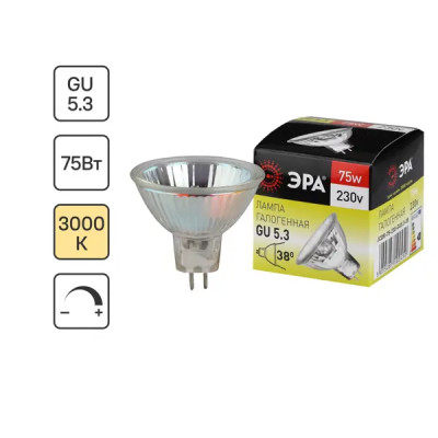 Лампа галогеновая Эра GU5.3-JCDR-75W-230V-CL GU5.3 230 В 75 Вт капсула 960 лм