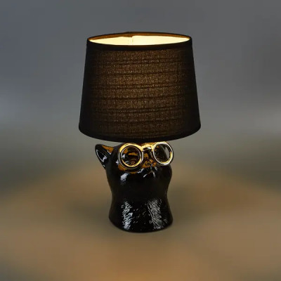 Настольная лампа Rexant Кот в очках цвет черный