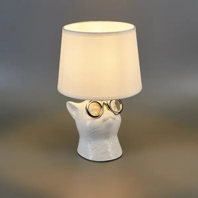 Настольная лампа Rexant Кот в очках цвет белый