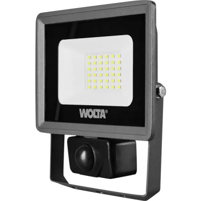 Прожектор светодиодный уличный Wolta WFL-30W/08S 30 Вт 5700 К IP65 нейтральный белый свет с датчиком движения