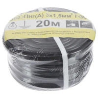 Кабель Партнер-Электро ВВГпнг(A) 3x1.5 мм 20 м ГОСТ цвет черный