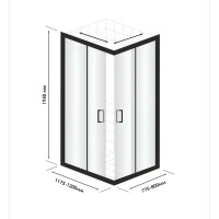 Душевой уголок Март Квадро Black прямоугольный 120x80 см черный профиль матовое стекло раздвижной
