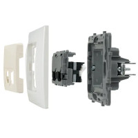 Розетка компьютерная двойная встраиваемая Legrand Etika RJ45 RJ11 cat 5e цвет слоновая кость