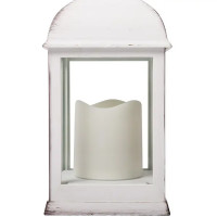 Фонарь со свечкой 11x23x11 см пластик белый