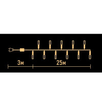 Электрогирлянда универсальная Нить 25м 250 ламп разноцветный свет 8 режимов работы