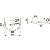 Мини-раковина Melana MLN-320344 подвесная белая