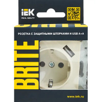 Розетка USB встраиваемая IEK Brite РЮш10-1-БрКр с заземлением цвет бежевый