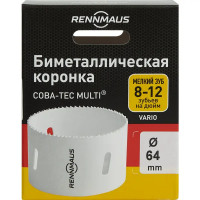 Коронка по дереву и стали Rennmaus 64 мм мелкий зуб