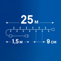 Гирлянда светодиодная нить Uniel электрическая 25 м теплый белый свет 1 режим 225 ламп цвет прозрачный