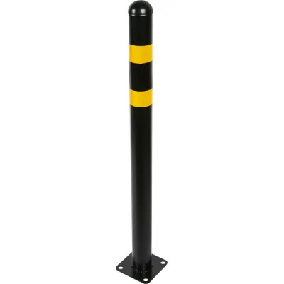 Парковочный столбик стальной, 5.7x75 см на площадке желто-черный