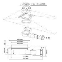 Трап для душа Wirquin Venisio Compact сухой затвор 115x115 мм пластик