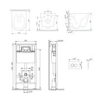 Комплект инсталляция с унитазом AM.PM ProC FlashClean IS70138.9H1700, безободковый, с микролифтом, клавиша Flash цвет черный