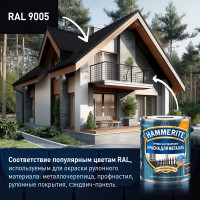 Грунт-эмаль 3 в 1 Hammerite молотковая цвет черный 0.75 л