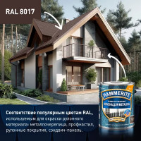 Грунт-эмаль 3 в 1 Hammerite молотковая цвет коричневый 0.75 л