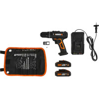 Дрель-шуруповерт аккумуляторная Worx WT375, 20 В Li-ion 2x2 Ач