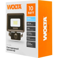 Прожектор светодиодный уличный Wolta WFL-10W/08S 10 Вт 5700 К IP65 нейтральный белый свет с датчиком движения