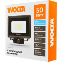 Прожектор светодиодный уличный Wolta WFL-50W/08S 50 Вт 5700 К IP65 нейтральный белый свет с датчиком движения