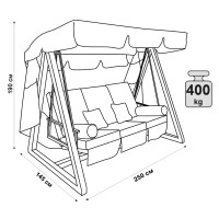 Качели садовые Greengard Мерида 3-х местные до 400 кг цвет серый