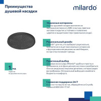 Лейка для верхнего душа Milardo Dale DAL25B0M64 круглая цвет черный матовый