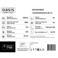 Газонокосилка бензиновая несамоходная Oasis Garden Tools GB-15 4 л.с. 42 см