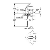 Смеситель для раковины Grohe Euroeco 32734000 однорычажный цвет хром