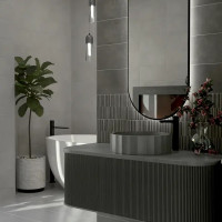 Плитка настенная Kreaforta Mersey Concrete 20x40 мм 1.2 м² матовый цвет графитовый