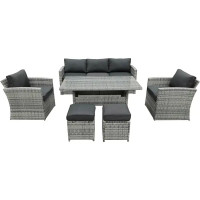 Комплект садовой мебели Orlean искусственный ротанг серый диван 1 шт. кресло 2 шт. пуф 2 шт. стол 1 шт. подушки 12 шт.